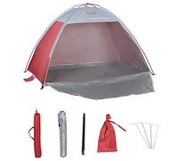 Unibos Large Pop Up Beach Tent for (2-3) Person, Portable Automatic Waterproof Sun Shade Tent Easy Set Up Lightweight Pest Proof UV 50+ Sun Shelter with Extended Zippered Porch (Red)