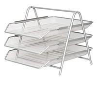 Unibos | Mesh Desk Organiser | Letter Tray Organizer Office Desktop | Document Paper File Storage Mesh Filling Collection for Home &Office Use | A4 File Storage Mesh Filling | 3 Tier (SILVER)