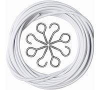 Unibos | Net Curtain Wire | Plastic Coated Multi-Purpose | Wire Cord Cable Perfect for Hanging up Net Curtains | Cut to Size | Includes 8 Eyes 8 Hooks Set | White (12 Metre)
