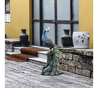 Unibos Solar Peacock Figure Garden Ornament Weatherproof Resin Red LED Night Lights