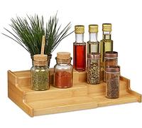 Unibos Spice Rack Organizer, 3-Tier Expendable Free Standing Seasoning Shelf for Spice Jars, Non-Slip Cupboard Organiser Storage Racks for Kitchen Pantry Cabinet