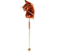 Unibos | Stick Horse With Wood Wheels Real Pony Neighing & Galloping Sounds Plush Hobby Horse Toy, 96cm, Brown (AA Batteries Required) (Brown)