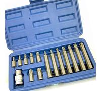 Unibos Torx Star Drive Bits with 1/2" Socket Adapter 15 Piece Male Driver Set in Case