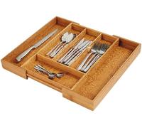 Unibos Wooden Extending Cutlery Tray Organiser Expandable Drawer Storage Box Set