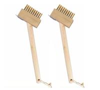 UNIBOS X2 PATIO WEED WIRE BRUSHES BLOCK PAVING GARDEN SCRAPER BRUSH LONG WOODEN HANDLE