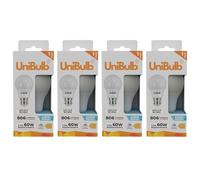 Unibulb B22 GLS Bayonet 7.3W Energy Efficient LED Light Bulb, 806 Lumens, 6500K Daylight (Day White), 60W Equivalent, 25,000hr Life, Non-Dimmable, 25,000hr lifespan, Pack of 4