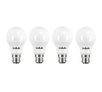 UniBulb BC / B22 / Bayonet 4.2W 470lm LED GLS Light Bulbs, 40W Equivalent, Warm White 2700K, Energy Saving Lightbulbs, 180° Wide Beam, Non-dimmable, Pack of 4