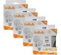 Unibulb BC / B22 / Bayonet LED Light Bulb, GLS, 4.2W, 470lm, Replaces 40W, Warm White 2700K, Non-dimmable, 25yr Lifespan, Pack of 2 (8)