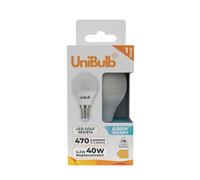 Unibulb E14 Energy Saving LED Light Bulb, Small Edison Screw (SES), 4.2W, 470lm, Replaces 40W, Daylight 6500K, Golf Ball Bulb, P45, 220-240V, Non-Dimmable, 25,000hr lifespan (1)