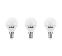 Unibulb E14 LED Light Bulb, Small Edison Screw (SES) 4.2W 470lm, 40W Equivalent, Warm White 3000K, Golf Ball Bulb (P45), Energy Saving LED, 220-240V, Non-Dimmable, 25yr lifespan, Pack of 3