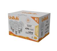 Unibulb E14 LED Light Bulb, Small Edison Screw (SES) 4.2W 470lm, 40W Equivalent, Warm White 3000K, Golf Ball Bulb (P45), Energy Saving LED, 220-240V, Non-Dimmable, 25yr lifespan, Pack of 6