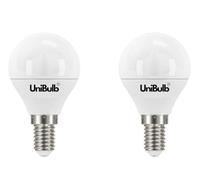 Unibulb E14 LED Light Bulb, Small Edison Screw (SES), 4.2W, 470lm, 40W Equivalent, Warm White 3000K, Golf Ball Bulb (P45), Energy Saving LED, 220-240V, Non-Dimmable, Pack of 2