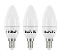 Unibulb E14 SES LED Candle Bulbs, 470 Lumens, Cool White 4000K, 4.9W, 40W Equivalent/Replacement, Pack of 3
