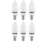 Unibulb E14 SES LED Candle Bulbs, 470 Lumens, Cool White 4000K, 4.9W, 40W Equivalent/Replacement, Pack of 6