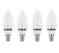 Unibulb E14 SES LED Candle Bulbs, 470 Lumens, Cool White 4000K, 4.9W, 40W Equivalent/Replacement, Pack of 4
