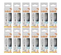 Unibulb E14 SES LED Candle Bulbs, 470 Lumens, Daylight 6500K, 4.2W, Replaces 40W, 25,000hr lifespan, Pack of 12