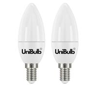 Unibulb E14 SES LED Candle Bulbs, 470 Lumens, Warm White 2700K, 4.2W 40W Equivalent/Replacement, Pack of 2