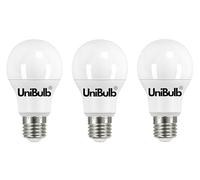 Unibulb E27 Edison Screw (ES) 7.3W Energy Efficient LED Light Bulb, 806 Lumens, 2700K Warm White, 60W Equivalent, 15,000hr Life, Non-Dimmable, Pack of 3