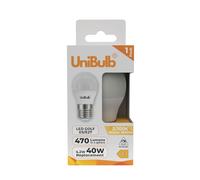 Unibulb E27 Edison Screw (ES) LED Golf Ball Light Bulb, 470 Lumens, 4.2W, 2700K Warm White, Replaces 40W, Non-Dimmable, 25yr Lifespan (1)