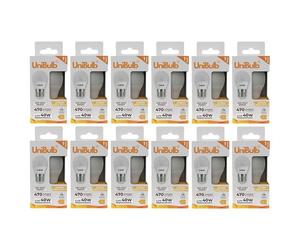 Unibulb E27 Edison Screw (ES) LED Golf Ball Light Bulb, 470 Lumens, 4.2W, 2700K Warm White, Replaces 40W, Non-Dimmable, 25yr Lifespan (12)