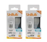 Unibulb E27 Edison Screw (ES) LED Light Bulb, 470 Lumens, 4.2W, Replaces 40W, 6500K Daylight, Non-Dimmable, 25yr Lifespan, Pack of 2