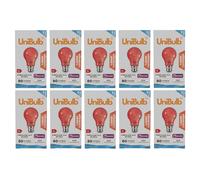 Unibulb Fireglow Red Light Bulbs, 40W, GLS BC B22 Bayonet, 1000K Candlelight, Dimmable (10)
