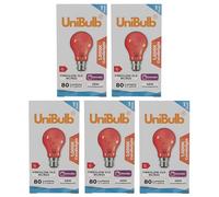 Unibulb Fireglow Red Light Bulbs, 40W, GLS BC B22 Bayonet, 1000K Candlelight, Dimmable (5)