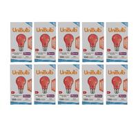Unibulb Fireglow Red Light Bulbs, 60W, GLS B22 Bayonet, 1000K Candlight, Dimmable, Pack of 10