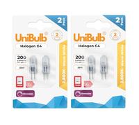 Unibulb G4 Halogen Capsule Light Bulb, 200 lumens, 20W, 2 Pin Base, 2800K (Warm White), 300℃ Heat Tolerant for Oven/Microwave, Dimmable, 2yr Lifespan (4)