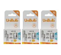 Unibulb G9 LED Capsule Light Bulbs, 200 Lumens, 1.8W (20W Halogen Equivalent), Daylight (6500k), 220-240V, Bi-Pin Base Energy Saving, T3, 25,000hr Lifespan, Pack of 6