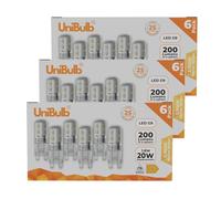 Unibulb G9 LED Light Bulbs, 200 Lumens, 1.8W (20W Halogen Equivalent), Warm White (2700k), 220-240V, Bi-Pin Base Energy Saving, T3, 25,000hr lifespan (18)