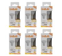 Unibulb GU10 3.6W Energy Efficient LED Spotlight/Downlight Light Bulb, 345 Lumens, 3000K Warm White, 50W Equivalent, 15,000hr Life, Non-Dimmable, Pack of 6