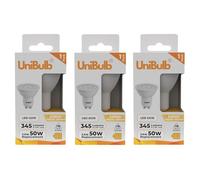 Unibulb GU10 3.6W Energy Efficient LED Spotlight Light Bulb, 345 Lumens, 3000K Warm White, 50W Equivalent, 15,000hr Life, Non-Dimmable, Pack of 3