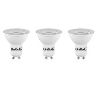 UniBulb GU10 3.6W Energy Efficient LED Spotlight Light Bulb, 345 Lumens, 3000K Warm White, 50W Equivalent, 15,000hr Life, Dimmable, Pack of 3
