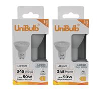 Unibulb GU10 3.6W Energy Efficient LED Spotlight Light Bulb, 345 Lumens, 4000K Cool White, 50W Equivalent, 15,000hr Life, Non-Dimmable, Pack of 2