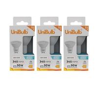 Unibulb GU10 3.6W Energy Efficient LED Spotlight Light Bulb, 345 Lumens, 6500K Daylight, 50W Equivalent, 15,000hr Life, Non-Dimmable, Pack of 3