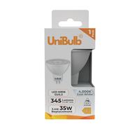 Unibulb GU5.3 MR16 3.4W Energy Efficient LED Spotlight Downlight Ceiling Light Bulb, 345 Lumens, 4000K Cool White, 35W Equivalent, 25,000hr Life, 12V, Non-Dimmable, Pack of 1
