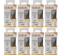 Unibulb GU5.3 MR16 3.4W (Replaces 35W), Energy Efficient LED Spotlight Downlight Ceiling Light Bulb, 345 Lumens, 3000K Warm White, 35W Equivalent, 12v, 25,000hr Lifespan, Non-Dimmable (8)