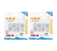 Unibulb Halogen G9 300℃ Heat Tolerant Chandelier/Oven/Microwave Capsule Light Bulb 320lm 40W 2800K (Warm White), 2000hr Life, Pack of 8