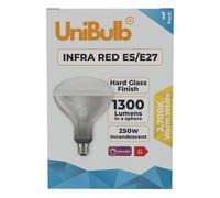 UniBulb Infra-Red Heater Lamp Bulb E27 1300lm 250W 2700K - Pack of 1
