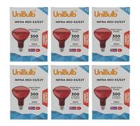 Unibulb Infra-Red Heater Lamp E27 (ES) 300 Lumens, 250W Heat Lamp Light Bulb, Ruby Red Finish, 1000k Candlelight, Hard Glass, Edison Screw, Dimmable (6)
