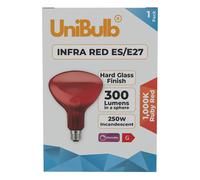 UniBulb Infra-Red Ruby Red Heater Lamp Bulb E27 300lm 250W 2000K - Pack of 1