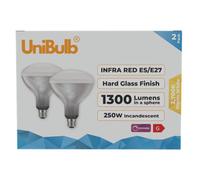 Unibulb Infrared E27 1300Lm 250W 2700K Heater Lamp Light Bulb - Pack Of 2