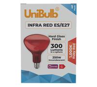 Unibulb Infrared E27 300Lm 250W 2000K Ruby Red Heater Lamp Light Bulb - Pack Of 1
