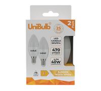 Unibulb Led Candle E14 (Ses) 470Lm 4.2W (Replaces 40W) 3000K (Warm White) Light Bulb - Pack Of 2