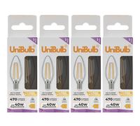 Unibulb Led Filament Candle E14 (Ses) 470Lm 4W (Replaces 40W) 2700K (Warm White) Light Bulb - Box Of 4