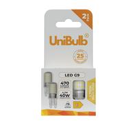 UniBulb LED G9 470lm 4.2W 2700K (Warm White) Light Bulb - Box of 2