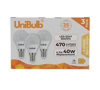 Unibulb Led Golf Ball E14 (Ses) 470Lm 4.2W (Replaces 40W) 3000K (Warm White) Light Bulb - Pack Of 3