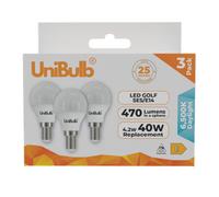 Unibulb Led Golf Ball E14 (Ses) 470Lm 4.2W (Replaces 40W) 6500K (Daylight) Light Bulb - Pack Of 3