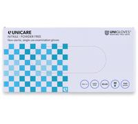 Unigloves Unicare GS0033 Nitrile Examination - Multipurpose Powder Free Disposable Gloves, Box of 100 Gloves, Blue, Medium